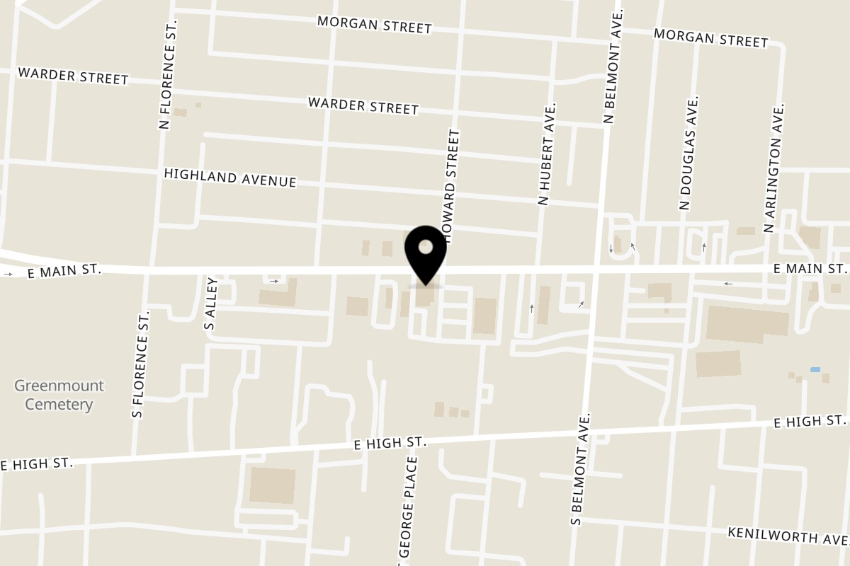 Map showing the location of Los Mariachis Springfield on 1815 E Main St in Springfield